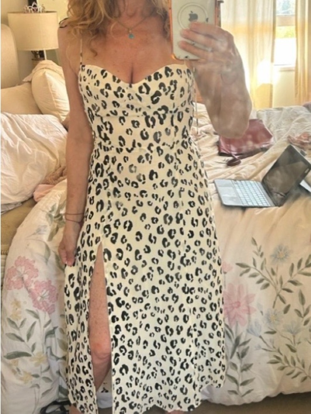 Reformation Juliette Snow Leopard  Dress in 0